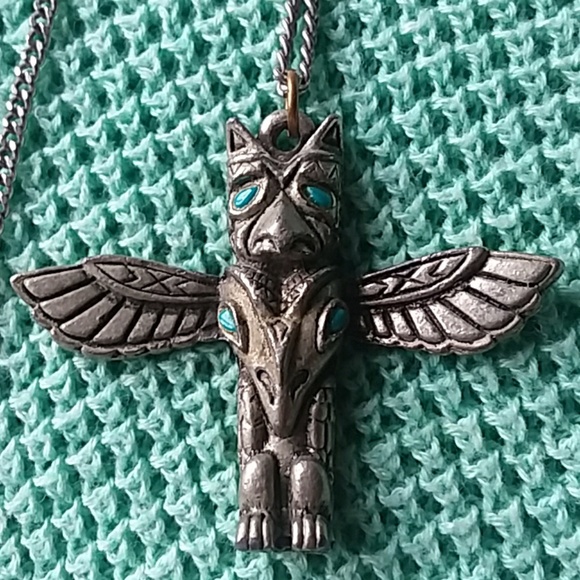 INDIAN JEWELRY TOTEM POLE PENDANT NECKLACE WITH 24" CHAIN NWOT - Picture 5 of 5